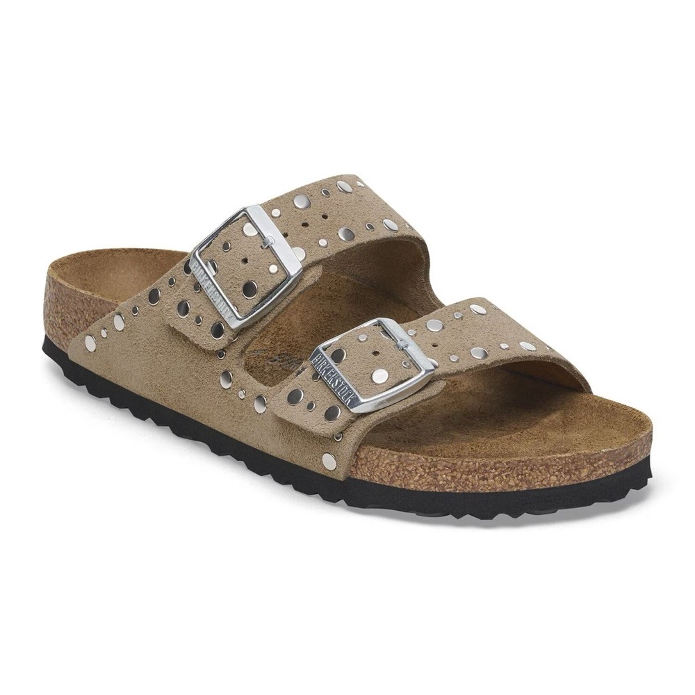 Birkenstock Tan Sandals with Silver Studs